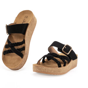 Παντόφλες Γυναικείες Ανατομικές με Χοντρό Πάτο Μαύρο