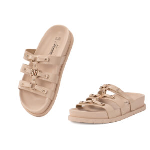 Γυναικεία Σανδάλια Flatform Διακοσμητικά Τρουκς & Αγκράφα Μπεζ