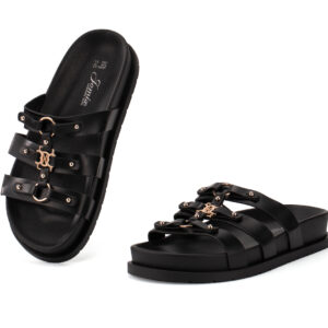 Γυναικεία Σανδάλια Flatform Διακοσμητικά Τρουκς & Αγκράφα Μαύρο WFC250373