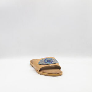 Γυναικεία Φλάτ Δερμάτινα Σανδάλια Jomix Με Διακοσμητικό Μάτι