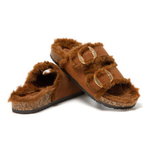 Γυναικειές Παντόφλες Με Διπλή Φάσα Καφέ Jomix MD1071