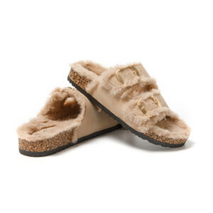 Γυναικειές Παντόφλες Με Διπλή Φάσα Μπεζ Jomix MU1071