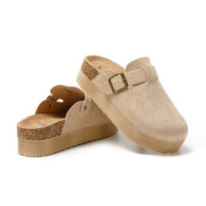 Γυναικείες Παντόφλες Σουέτ Δίπατες Μπεζ Jomix MU1065