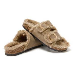 Γυναικειές Παντόφλες Με Διπλή Φάσα Χακί MD1071