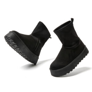 Μποτάκια suede με επένδυση γούνα Mαύρα