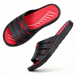 Ανδρικές παντόφλες  σε μαύρο-κόκκινο χρώμα, αντιολισθητικές, EVA, για το σπίτι και έξω