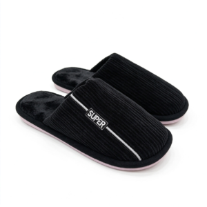 MU10422 BLACK Ανδρικές Μαύρες Κλειστές Παντόφλες – Ζεστές Παντόφλες για το Σπίτι, Άνετες και Πρακτικές