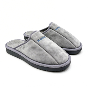 MU11610 GREY Ανδρικές Μαύρες Παντόφλες Κλειστές Μπροστά για Φθινόπωρο & Χειμώνα – Ζεστές, Αντιολισθητικές, με Παχιά Σόλα